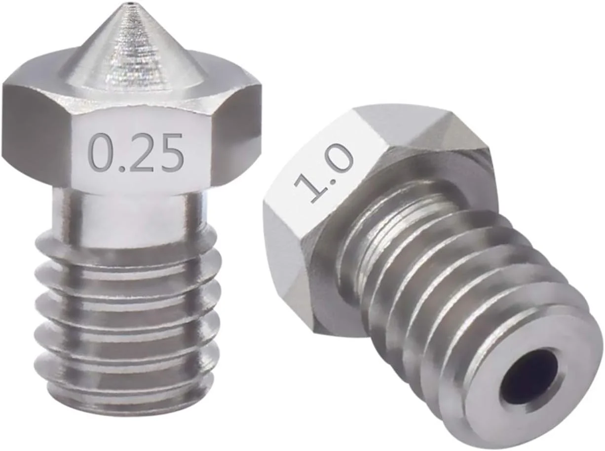 نازل، نازل پرینتر، نازل های برنجی، 5 عدد نازل فولاد ضد زنگ رزوه M6 قطر 0.2mm 1.0mm برای اکسترودر پرینتر سه بعدی فیلامنت 1.75mm/3.00mm، قطر نازل 0.8mm (رنگ: برای فیلامنت 3.0mm، Si)