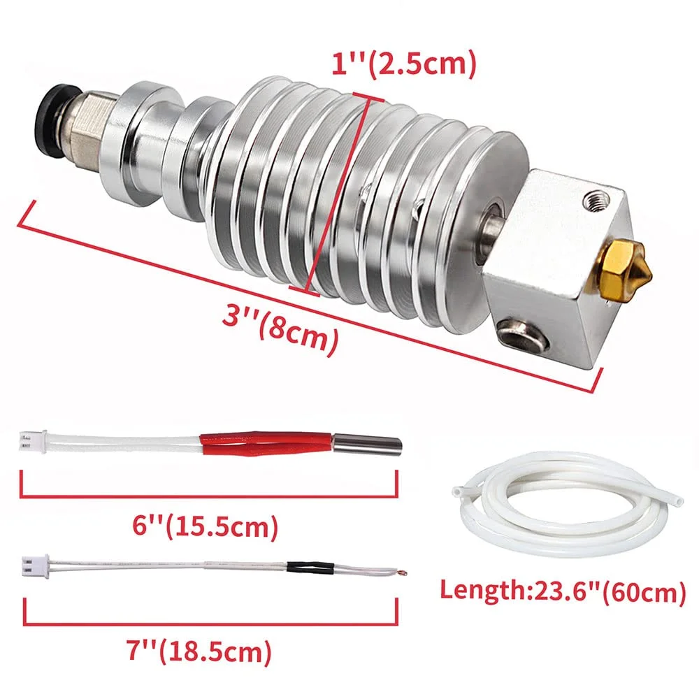 [بسته 2 عددی] اکسترودر هات اند پرینتر سه بعدی سازگار با اکسترودر ANYCUBIC Chiron Head 24V V5 به همراه 10 عدد نازل برنجی 0.4 میلی متری V6 (مخصوص chiron)