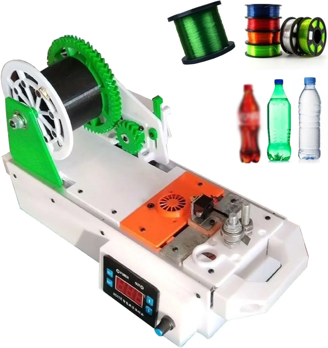 دستگاه تولید فیلامنت اکسترودر پرینتر سه بعدی، دستگاه تولید فیلامنت رومیزی، کنترل دمای دیجیتال، بازیافت بطری PET بازیافتی، برای خانواده ها، سازندگان DIY (B)