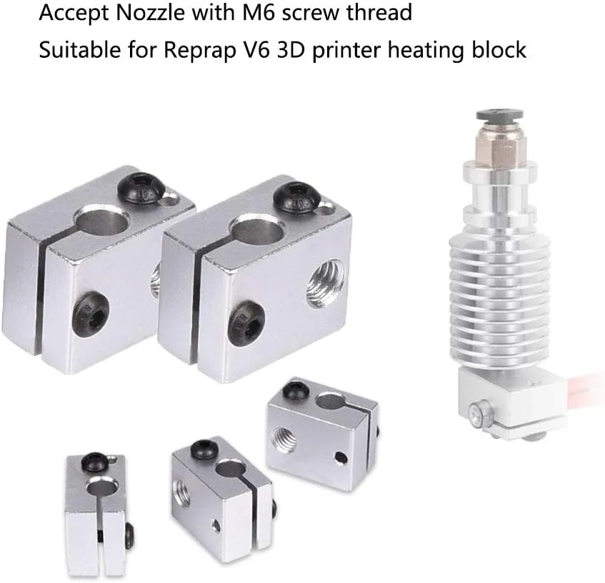 بلوک گرم کننده آلومینیومی V6 سایپر، بلوک حرارتی هات اند مخصوص اکسترودر پرینتر سه بعدی MK7 MK8 V6 (5 عدد)