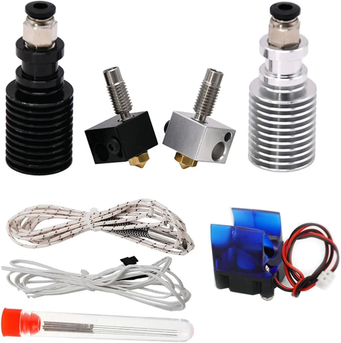 کیت هات‌اند پرینتر سه بعدی مناسب برای E3D V6 نسخه دمای بالا 320 درجه اکسترودر از راه دور J-Head 0.4/1.75mm 12V 24V قطعات هات‌اند (نقره ای، 12 ولت)