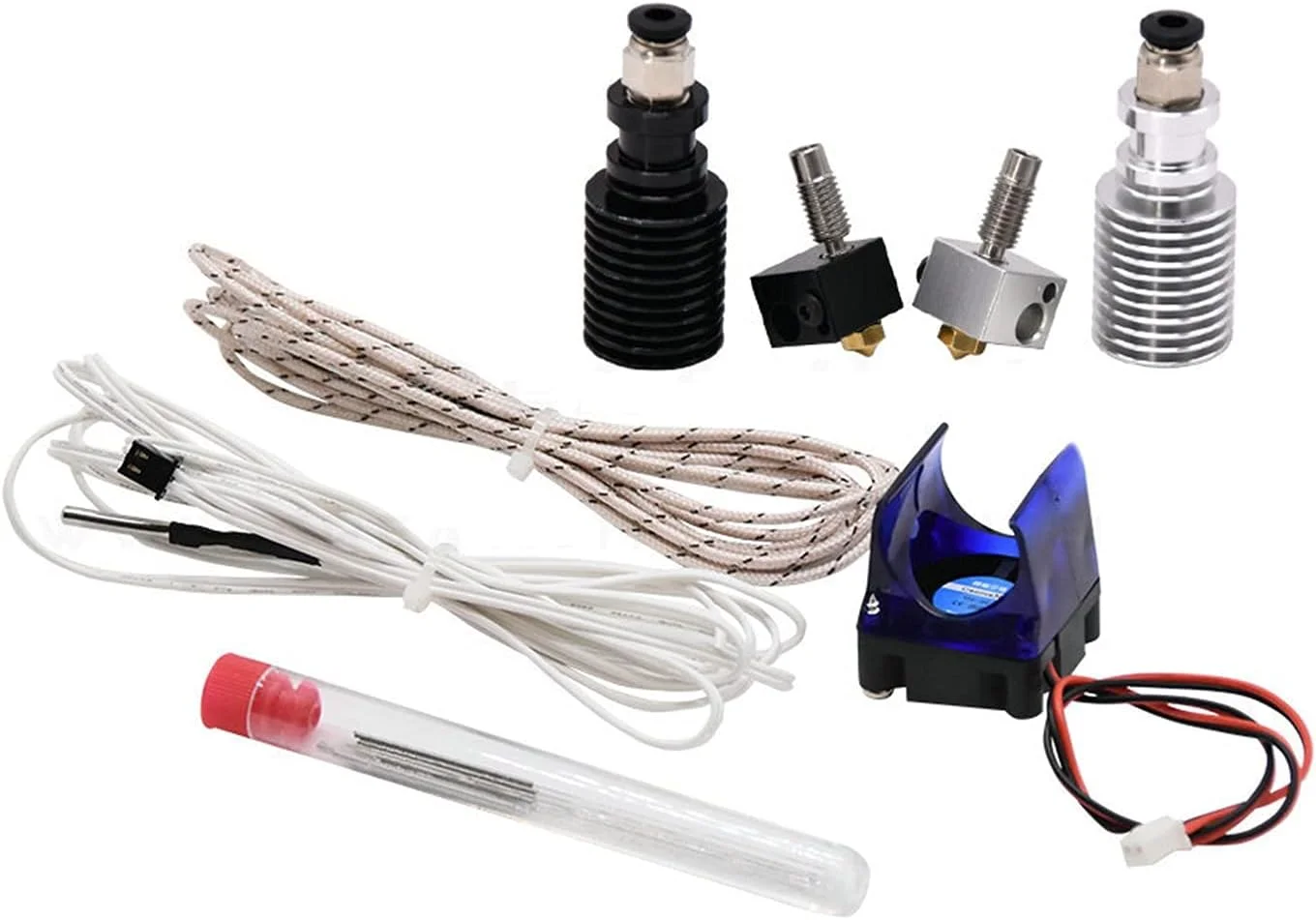 کیت هات‌اند پرینتر سه بعدی مناسب برای E3D V6 نسخه دمای بالا 320 درجه اکسترودر از راه دور J-Head 0.4/1.75mm 12V 24V قطعات هات‌اند (نقره ای، 12 ولت)