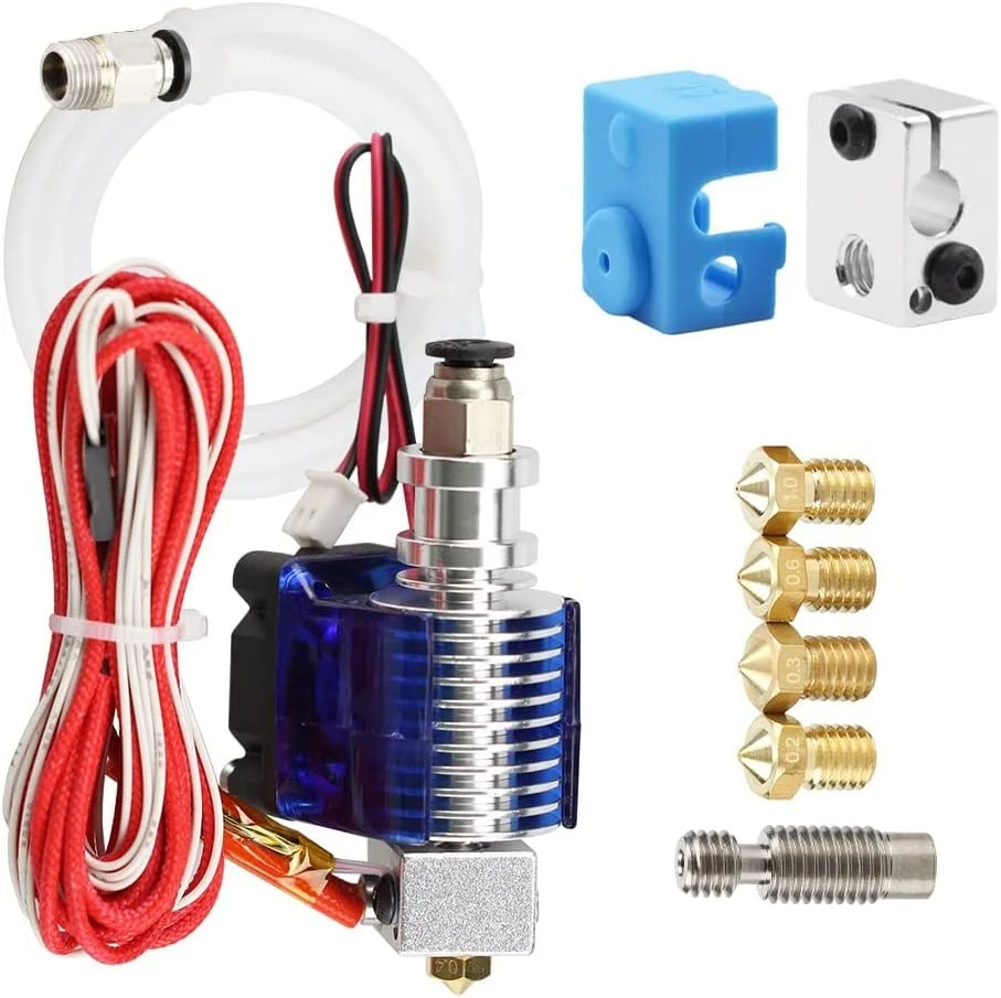 نازل اکسترودر سه بعدی J-Head Hotend به همراه فن خنک کننده تکی، مناسب برای فیلامنت 1.75mm/3.0mm V6، نازل 0.4mm (1.75mm-24V)