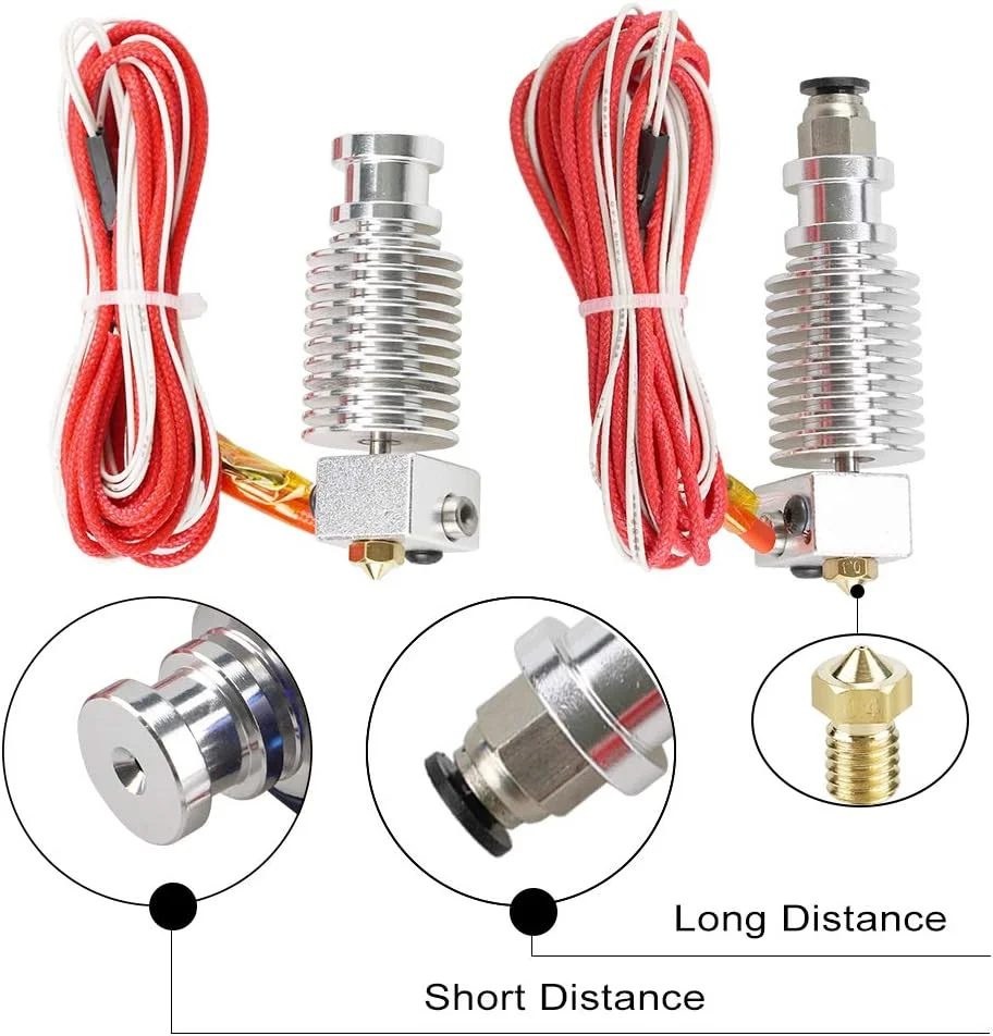 نازل اکسترودر سه بعدی J-Head Hotend به همراه فن خنک کننده تکی، مناسب برای فیلامنت 1.75mm/3.0mm V6، نازل 0.4mm (1.75mm-24V)
