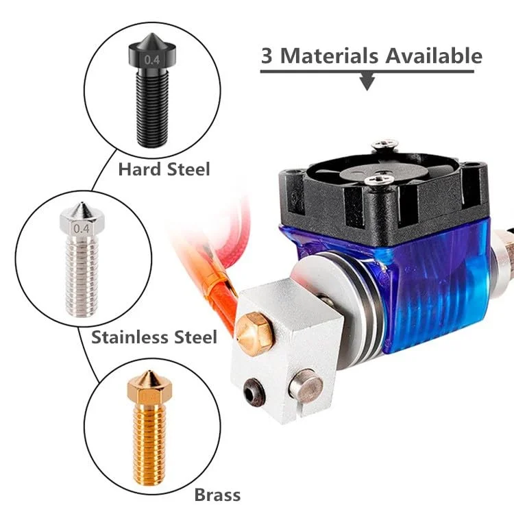 کیو تی ام وای بسته 10 عددی نازل پرینتر سه بعدی E3D، نازل اکسترودر اکسل فو M6 0.4 میلی متری هد چاپ برای فیلامنت 1.75 میلی متری پرینتر سه بعدی E3D V5-V6 (مسی، 0.4 میلی متر)