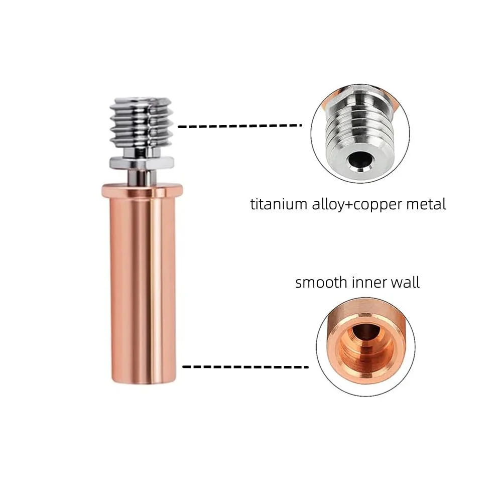 همان کیفیت برند اصلی!! گلوگاه فلزی دوفلزی V5 آلیاژ تیتانیوم مس ارتقاء V5 تیتانیوم و مس دو فلزی برای اکسترودر هات اند ANYCUBIC Mega Vyper Chiron (گلوگاه فلزی دوفلزی V5)