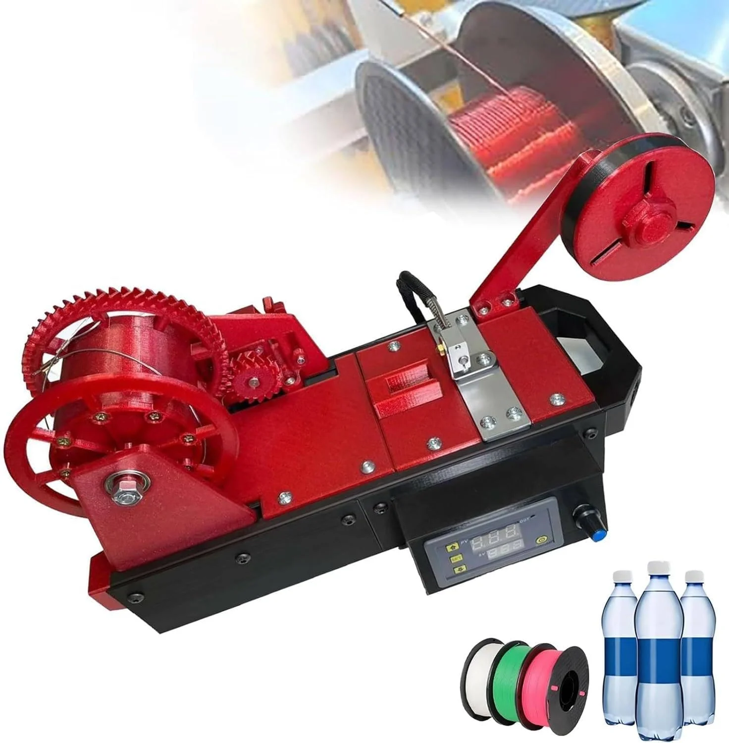 دستگاه ساخت فیلامنت پرینت سه بعدی، دستگاه اکسترودر فیلامنت پرینتر سه بعدی رومیزی، دما (تا 300℃) و سرعت (500g-1000g/h)، مناسب برای خانواده ها، سازندگان DIY، استودیوهای کوچک، بازیافت کننده بطری PET