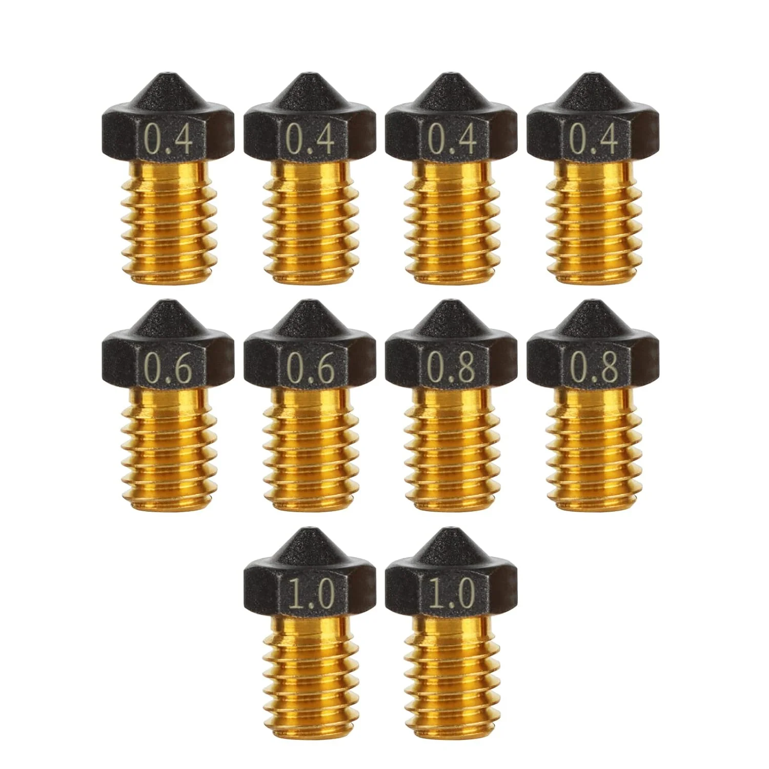 نازل اکسترودر PTFE V6 مدل 10 عددی با اندازه های 0.4/0.6/0.8/1.0 میلی متر، نازل هات اند PTFE V6 با فیلامنت 1.75 میلی متری برای سری Anycubic Mega، Kobra Neo، Kobra Go، Chiron، برای Prusa i3 MK3، Mini+