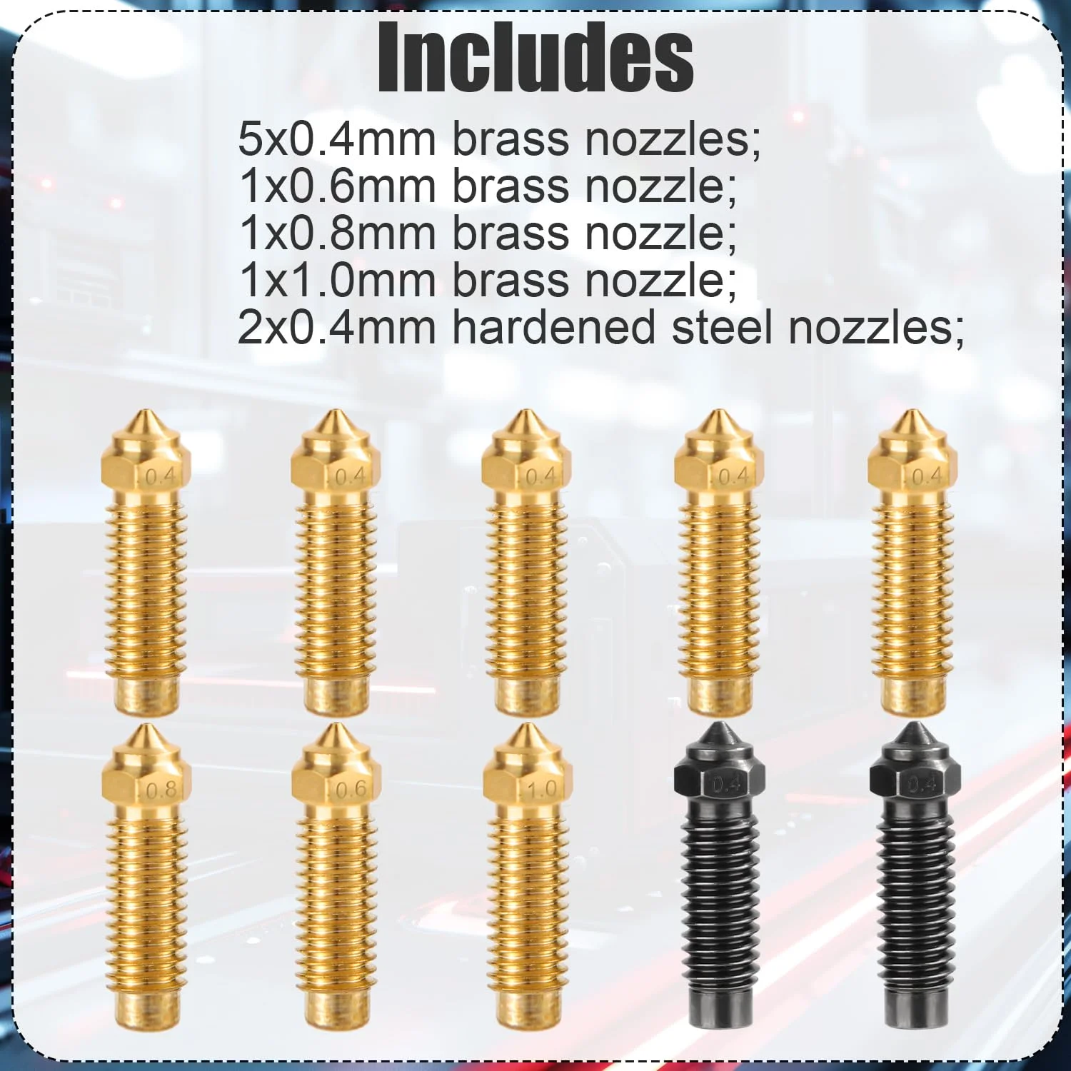 ۱۰ عدد نازل اکسترودر هاتاند پرینتر سه بعدی، ۵ عدد ۰.۴ میلیمتر، ۱ عدد ۰.۶ میلیمتر، ۱ عدد ۰.۸ میلیمتر، ۱ عدد ۱.۰ میلیمتر نازل برنجی پرینتر سه بعدی، ۲ عدد نازل فولادی سختکاری شده ۰.۴ میلیمتر برای Elegoo Neptune 4 Plus/ 4 Max ۱۰ عدد نازل اکسترودر هاتاند پرینتر سه بعدی، ۵ عدد ۰.۴ میلیمتر، ۱ عدد ۰.۶ میلیمتر، ۱ عدد ۰.۸ میلیمتر، ۱ عدد ۱.۰ میلیمتر نازل برنجی پرینتر سه بعدی، ۲ عدد نازل فولادی سختکاری شده ۰.۴ میلیمتر برای Elegoo Neptune 4 Plus/ 4 Max