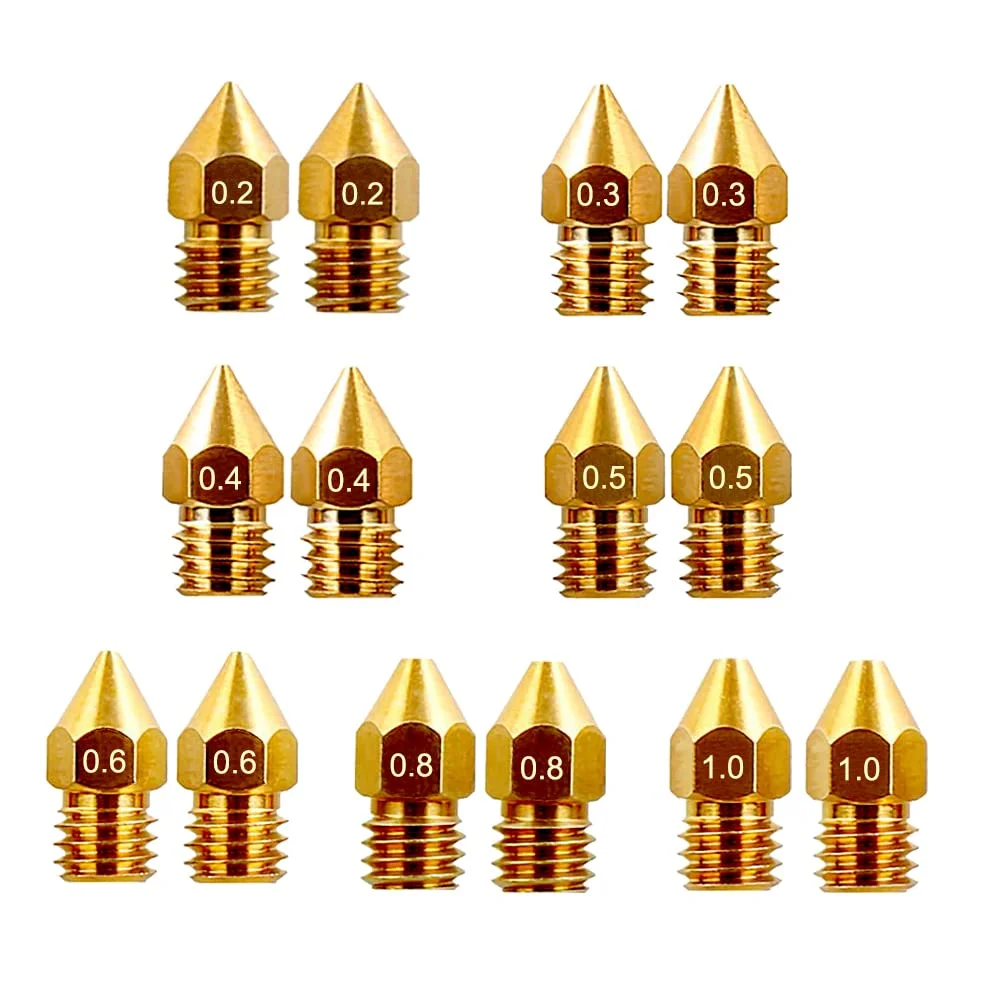 نازل پرینتر سه بعدی 14 عددی MK8، نازل اکسترودر، جنس برنجی مناسب برای CR-10، نازل Ender 3، Ender 3 V2، Ender 3 pro، Ender 5، Ender 5 pro، Ender 6