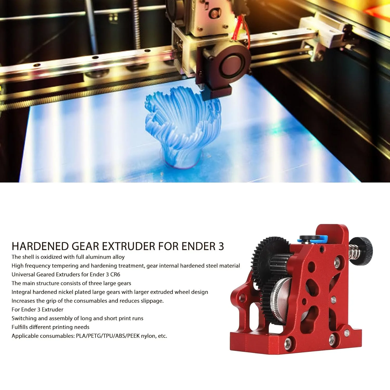 اکسترودر فلزی پرینتر سه بعدی برای CR10، برای Ender 3، برای CR6، برای HGX LITE، کیت اکسترودر با نسبت قدرت 9.5:1