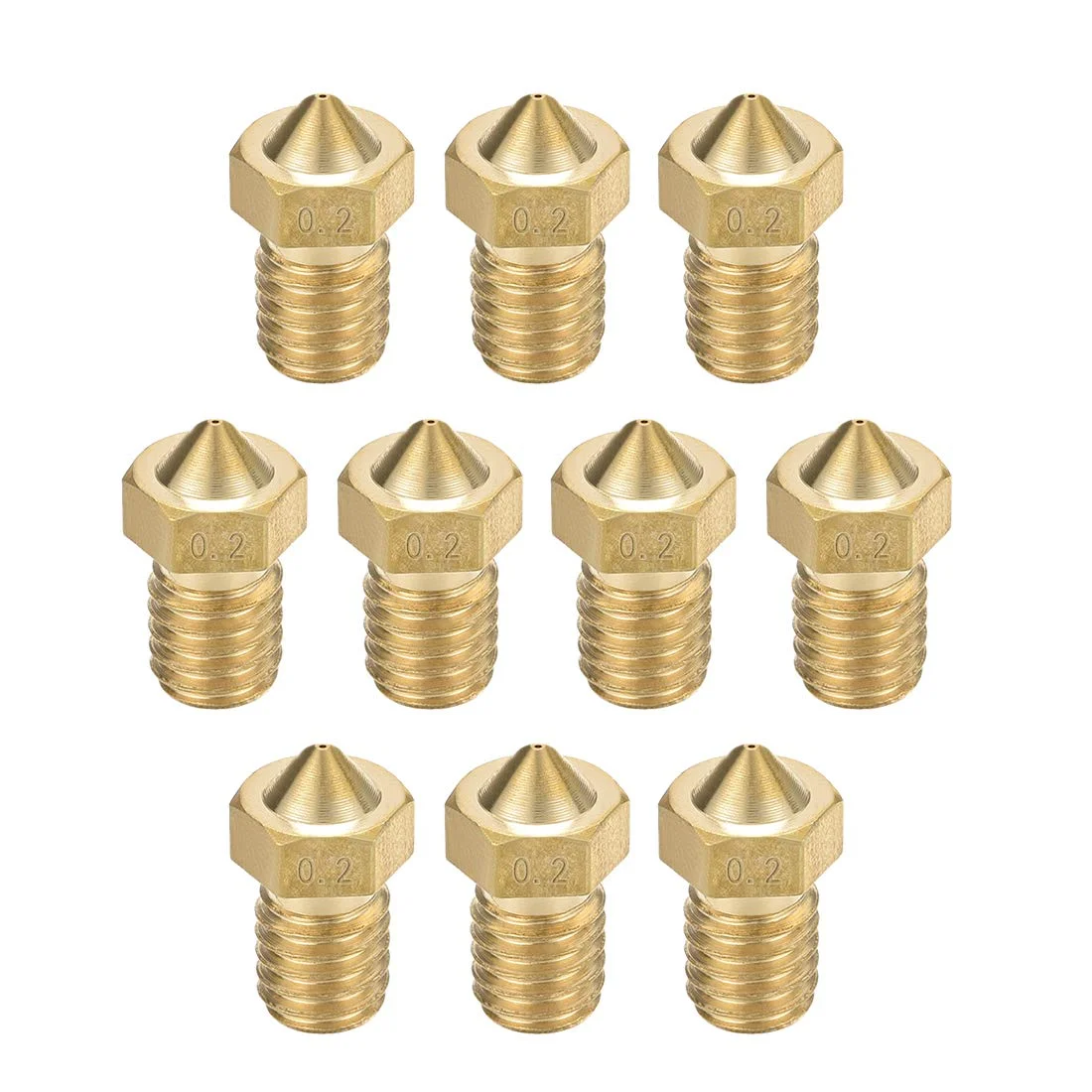 10 عدد نازل پرینتر سه بعدی، نازل برنجی V6 0.2 میلی متر، هد چاپ اکسترودر برای فیلامنت 1.75 میلی متر V5-V6 M6 پرینتر سه بعدی