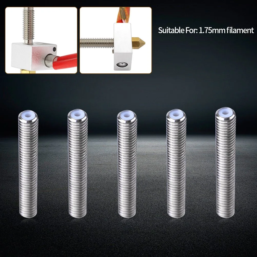 لوله اکسترودر پرینتر سه بعدی، 5 عدد نازل استیل ضد زنگ M6 گلو لوله PTFE لوازم جانبی برای پرینتر سه بعدی اکسترودر MK8 1.75mm (M6x40mm)