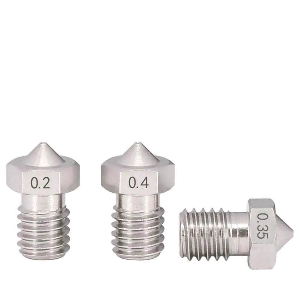 ۱۰ عدد نازل اکسترودر پرینتر سه بعدی ۰.۵ میلی‌متری استیل رزوه M6 - فیلامنت ۳ میلی‌متری برای E3D (۱۰ عدد، ۳/۰.۵ میلی‌متری)