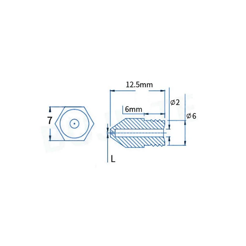 ۱۰ عدد نازل اکسترودر پرینتر سه بعدی ۰.۵ میلی‌متری استیل رزوه M6 - فیلامنت ۳ میلی‌متری برای E3D (۱۰ عدد، ۳/۰.۵ میلی‌متری)