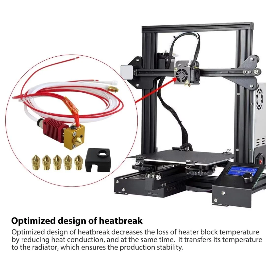 قطعات پرینتر سه بعدی، اکسترودر هیتر هات اند به همراه 5 نازل 0.4 میلی متری برای پرینترهای سه بعدی CREALITY Ender 3