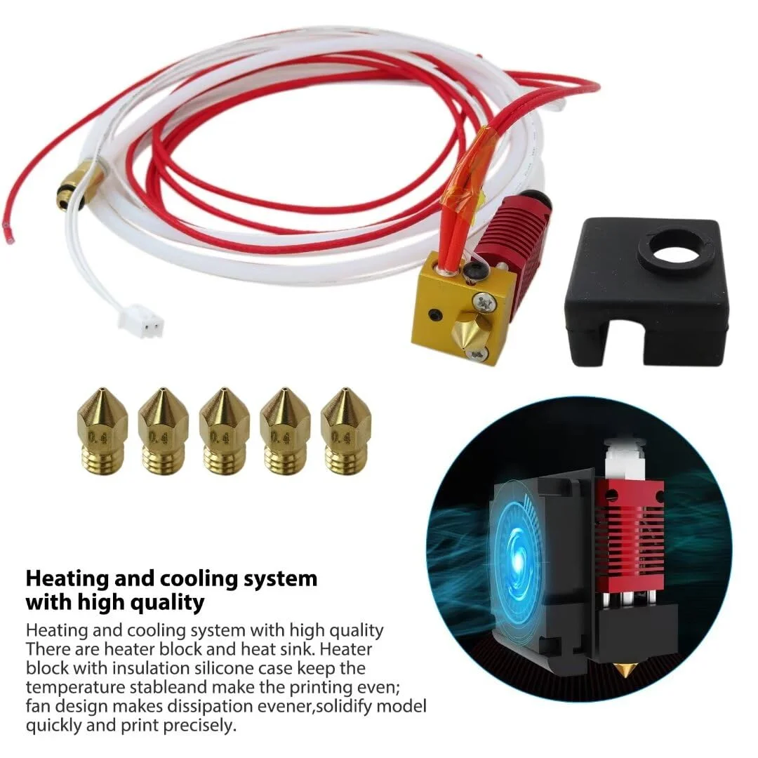 قطعات پرینتر سه بعدی، اکسترودر هیتر هات اند به همراه 5 نازل 0.4 میلی متری برای پرینترهای سه بعدی CREALITY Ender 3