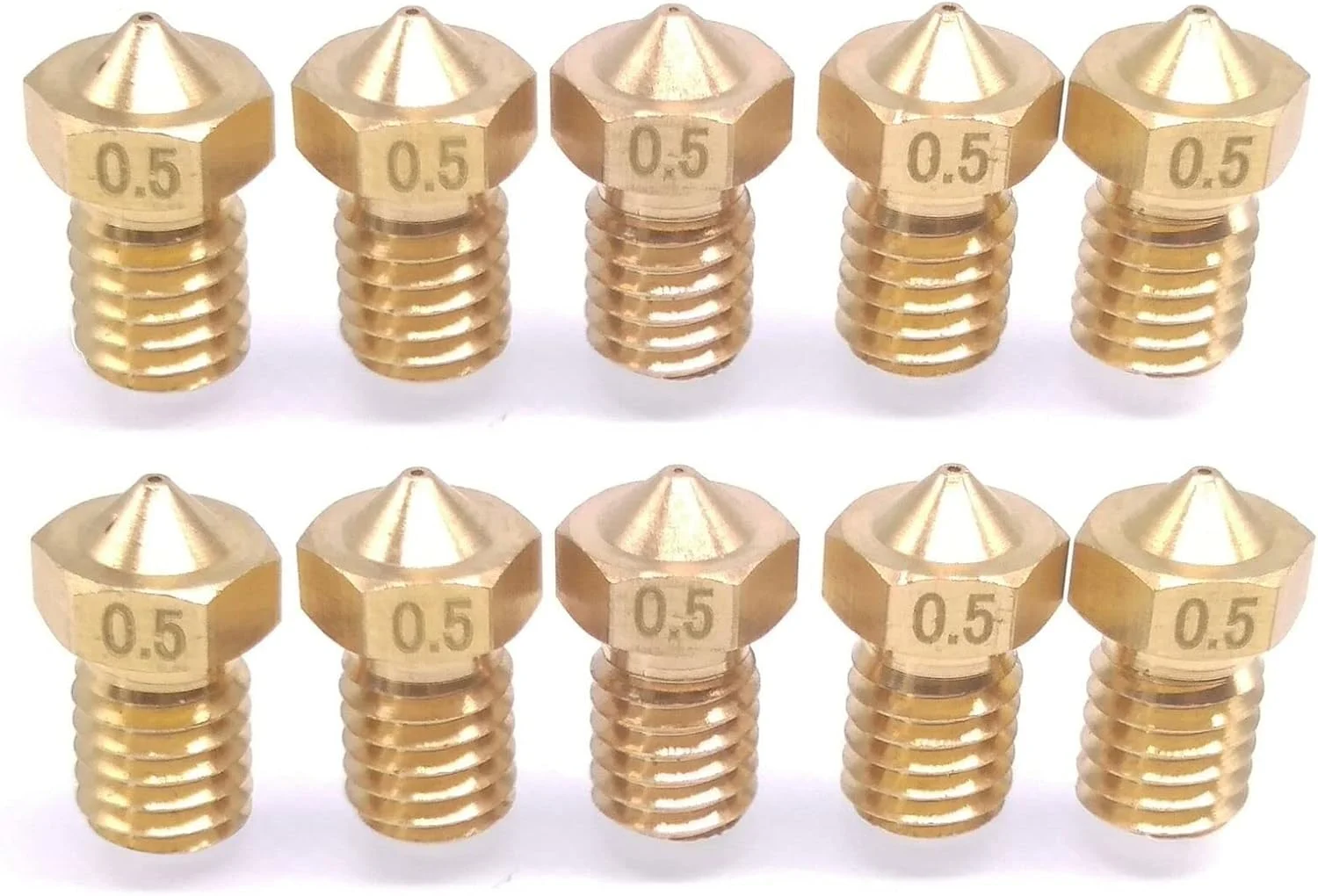 ۱۰ عدد نازل اکسترودر برنجی پرینتر سه بعدی ۰.۵ میلی متر رزوه M6 مناسب برای E3D