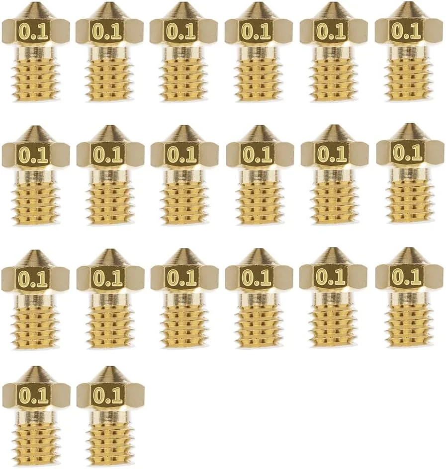 ۲۰ عدد نازل اکسترودر پرینتر سه بعدی برنجی V5/6 جایگزین هد چاپ فیلامنت ۱.۷۵ میلی متری (۰.۱ میلی متر)