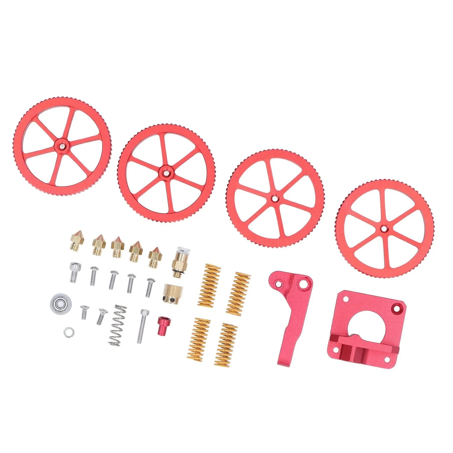 کیت اکسترودر پرینتر سه بعدی آلیاژ آلومینیوم برنجی قطعات پرینتر سه بعدی مهره های تراز فنر زرد بهبود کیفیت چاپ سری Ender 3 Pro CR10 نصب آسان