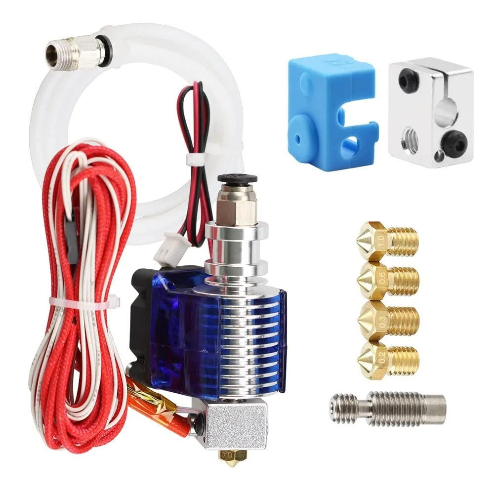 نازل اکسترودر سه بعدی J-Head V6 به همراه فن خنک کننده، مناسب برای فیلامنت 1.75mm/3.0mm و نازل 0.4mm (1.75mm-24V)