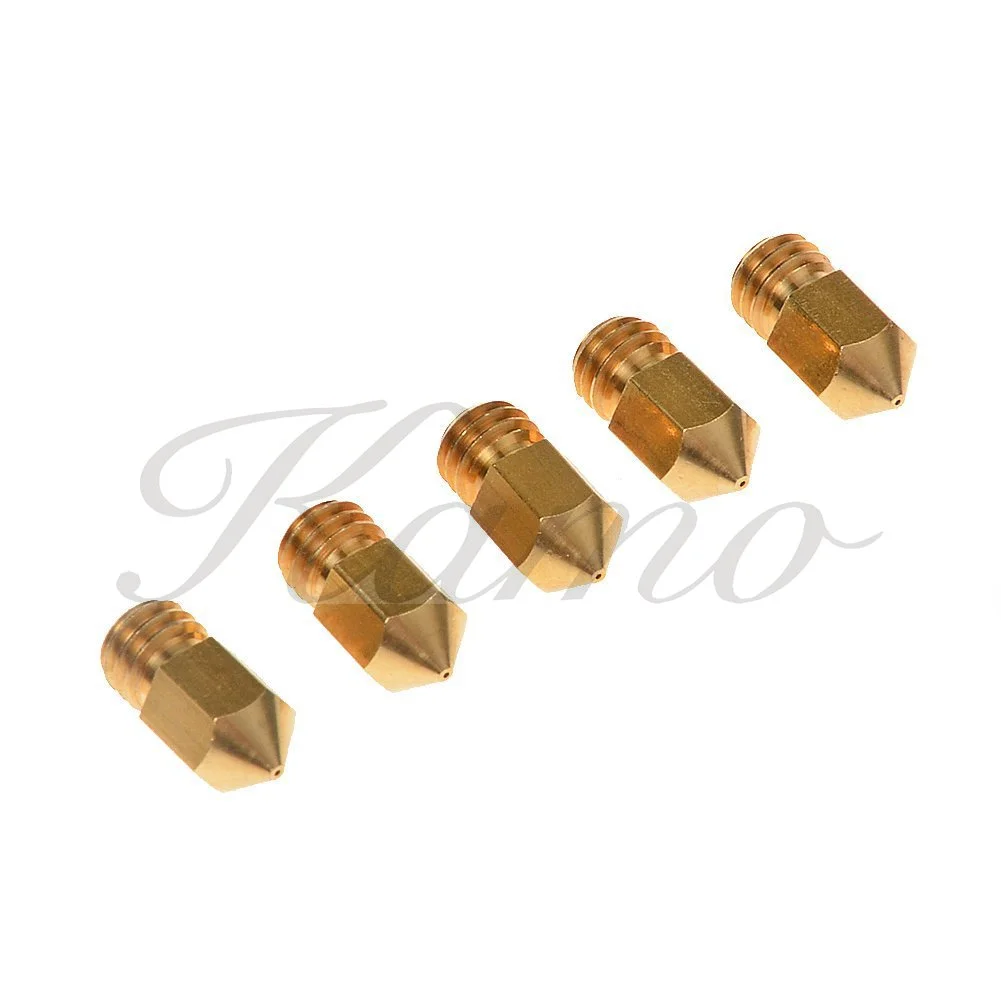 نازل اکسترودر برنجی پرینتر سه بعدی Kamo با قطر 0.4 میلی‌متر، مناسب برای پرینترهای سه بعدی Makerbot Anet A8 Creality MK8 با فیلامنت 1.75 میلی‌متری ABS PLA (بسته 5 عددی)