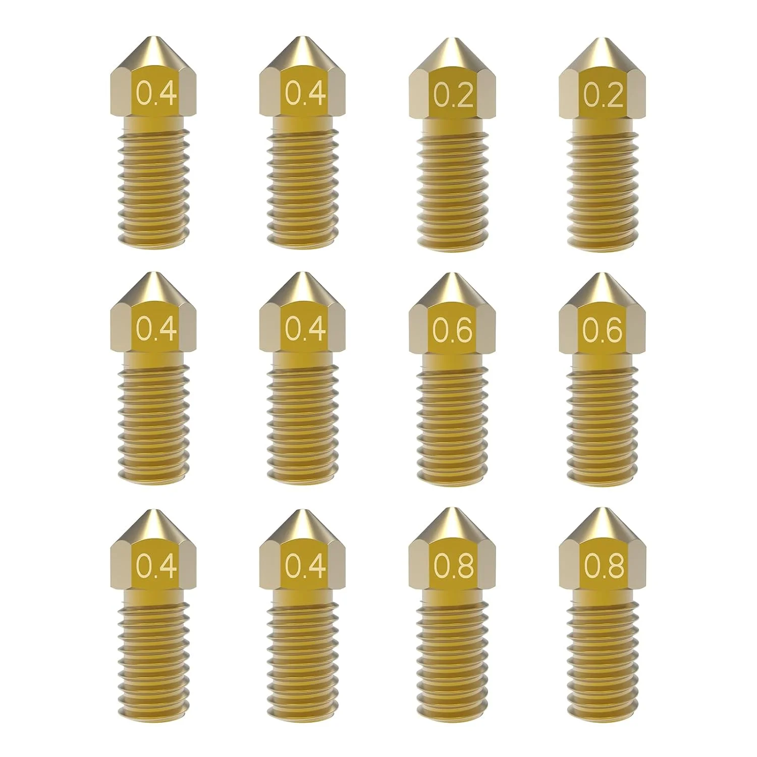 نازل پرینتر سه بعدی 12 عددی M5/M5C، نازل های برنجی Park Sung با مقاومت بالا در برابر حرارت، کاملاً مناسب برای AnkerMake M5/M5C Ender 3 V2 Ender 3/3 pro، کیت نازل 0.2mm، 0.4mm، 0.6mm، 0.8mm