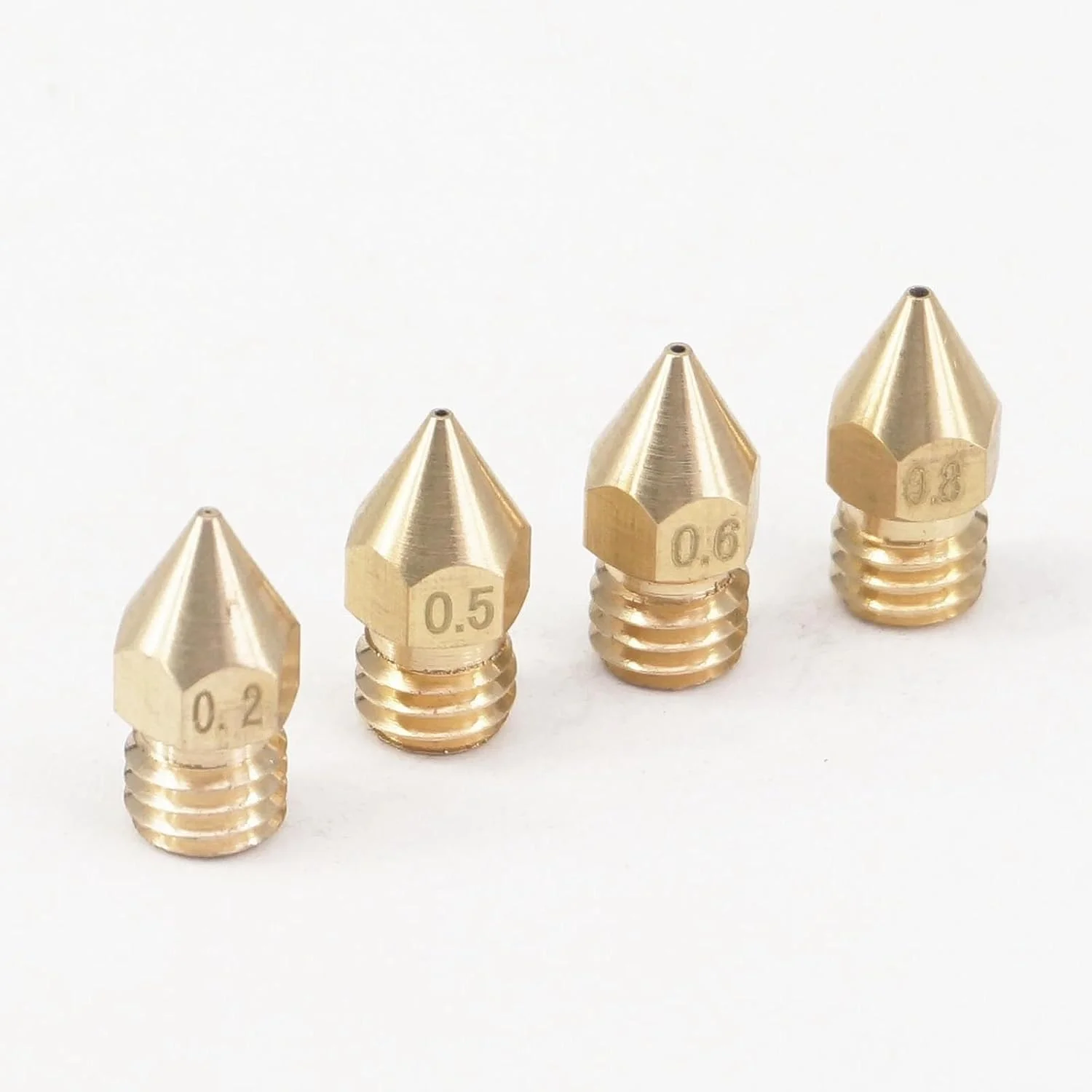 قطعه ابزار برای LOT 20 قطر خروجی 0.2/0.3/0.4/0.5/0.6/0.8/1.0 میلی‌متر نازل برنجی M6x1 میلی‌متری پرینتر سه بعدی برای فیلامنت 1.75/3 میلی‌متری اکسترودر Mk8 - (رنگ: 0.5 میلی‌متر / مشخصات: 1.75 میلی‌متر)