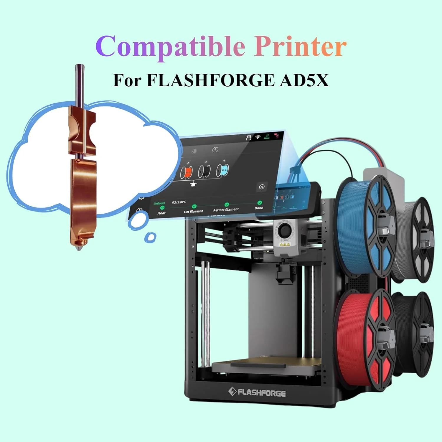 کیت هات‌اند اصلی برای نازل جداشدنی سریع Flashforge AD5X، اکسترودر نازل با جریان بالا، نازل چاپ سریع با 2 عدد روکش سیلیکونی و 2 عدد برس نازل، لوازم جانبی پرینتر سه بعدی، 0.25MM+0.4MM