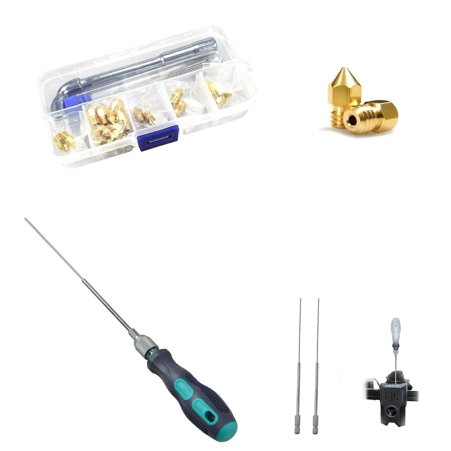 نازل های MK8، 24 عدد نازل های اکسترودر چاپگر سه بعدی برنجی، سوزن سوراخ کننده گلوگاه بلند Φ1.7 میلی متر L200 میلی متر ابزار چاپ سه بعدی برای هر نازل 1.75 میلی متر