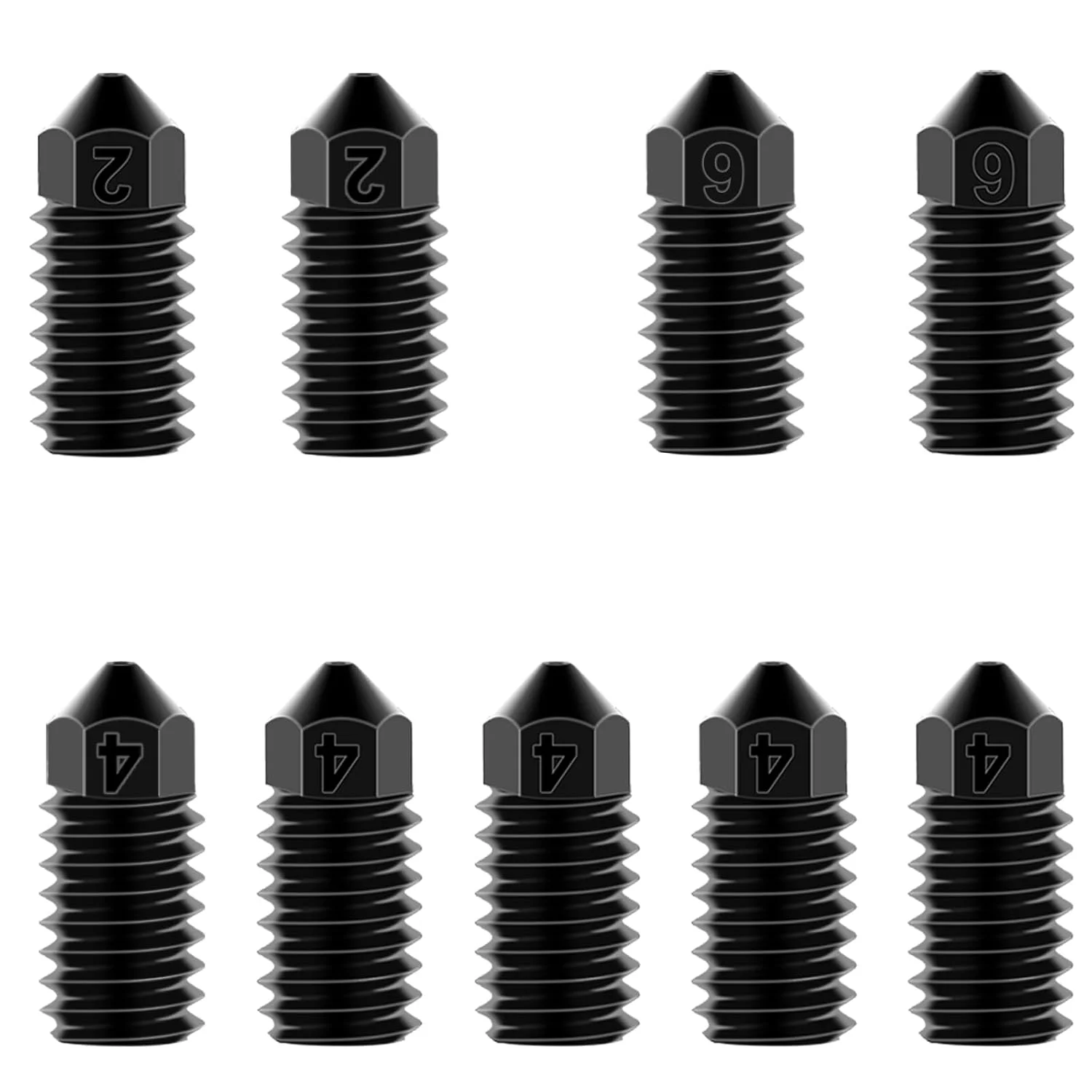 کیت نازل 9 عددی A1، نازل های فولادی سخت شده A1 Mini در اندازه های 0.2/0.4/0.6 میلی متر سازگار با اکسترودر هات اند پرینتر سه بعدی Bambu Lab A1/A1 Mini