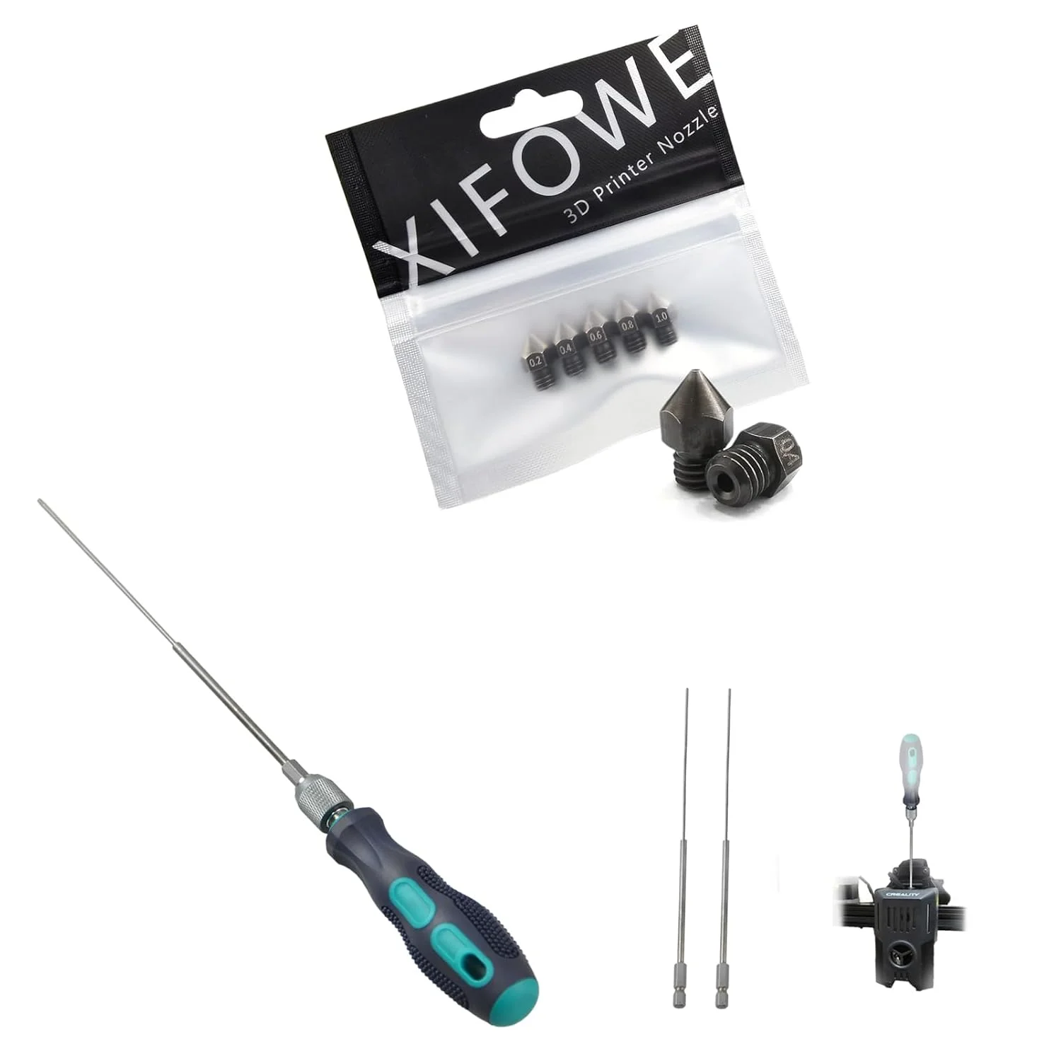 نازل های فولادی سخت کاری شده MK8 برای اکسترودر پرینتر سه بعدی، سوزن سوراخ کننده گلوگاه بلند Φ1.7mm L200mm، ابزار پرینت سه بعدی برای هر نازل 1.75mm