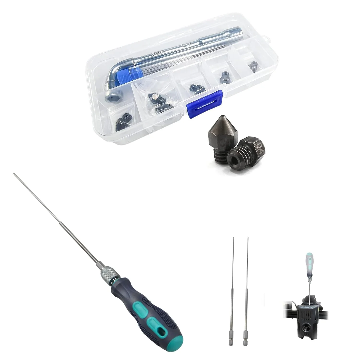 نازل های فولادی سخت کاری شده MK8 برای اکسترودر پرینتر سه بعدی، سوزن سوراخ کننده گلوگاه بلند Φ1.7mm L200mm، ابزار پرینت سه بعدی برای هر نازل 1.75mm