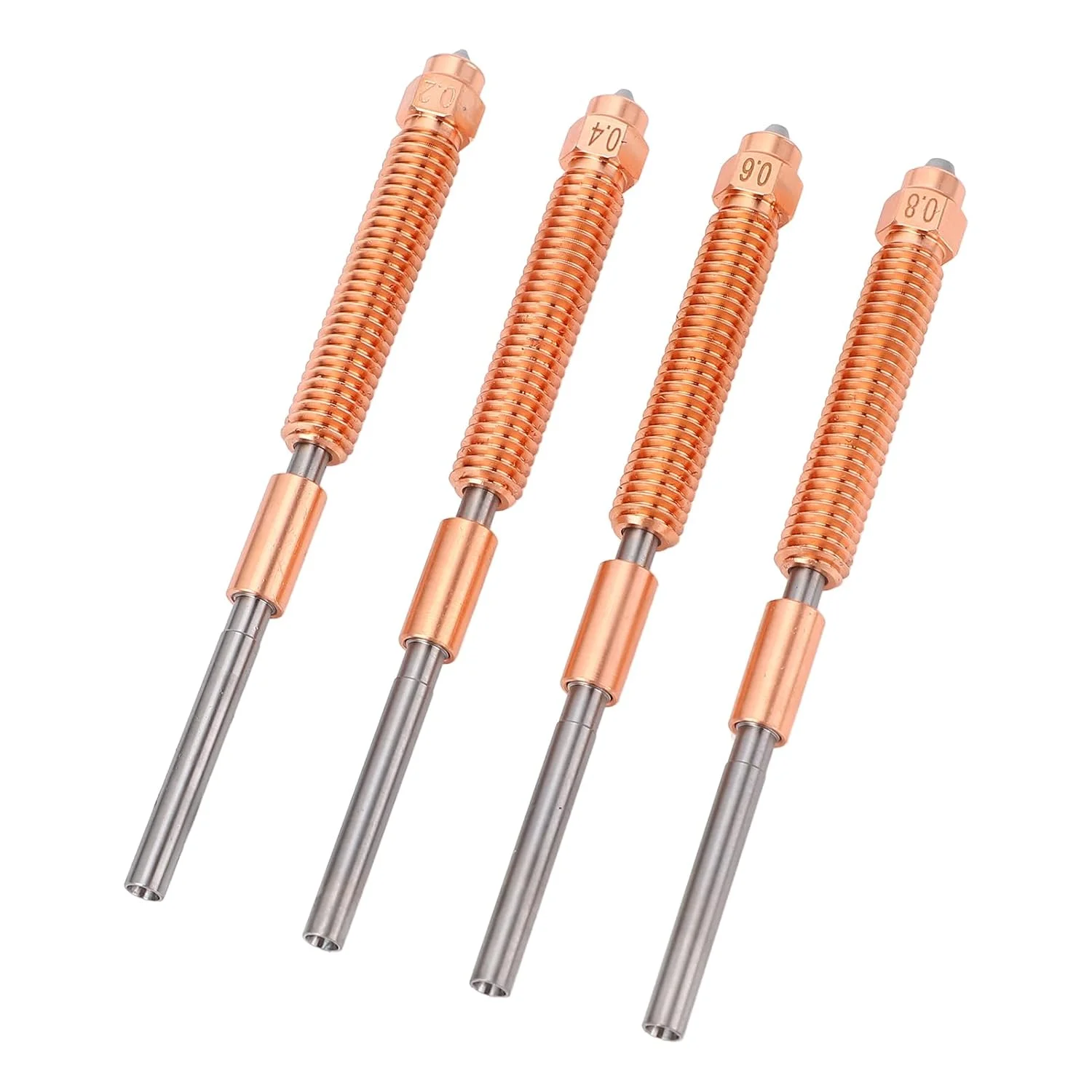 نازل های تعویض سریع 0.2 0.4 0.6 0.8 میلی متری فولاد سخت شده برای چاپگر سه بعدی K2 Plus، نازل های اکسترودر با جریان بالا