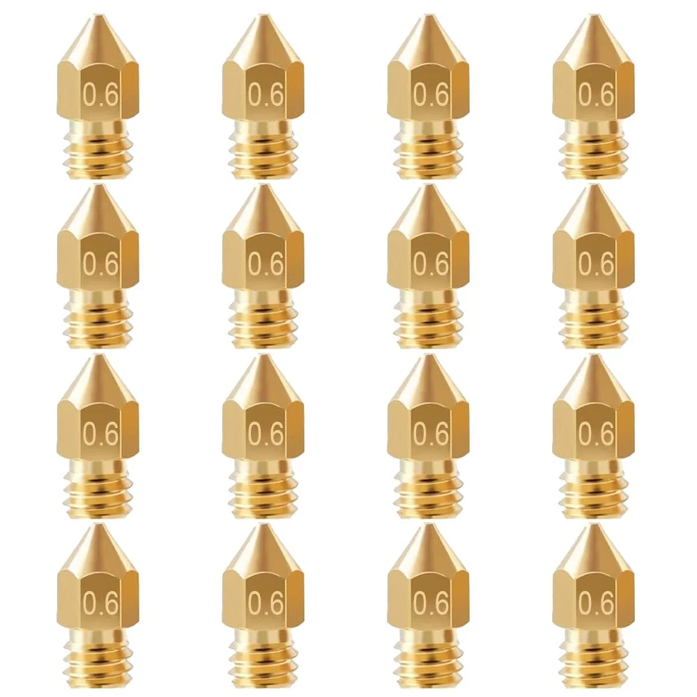 16 عدد نازل 0.6 میلی‌متری Ender 3 MK8 اکسترودر سازگار با Creality Ender 3 v2/Ender 3 Pro/Ender 3، Ender 5 Pro/Ender 5، CR-10/CR-10S، Makerbot، Anet A8 نازل پرینتر سه بعدی