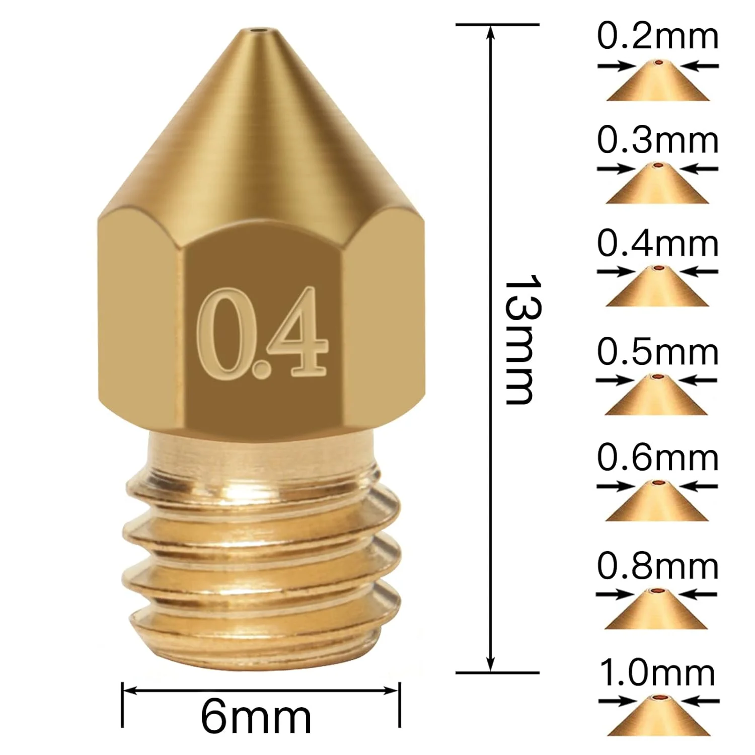 22 عدد نازل MK8 پرینتر سه بعدی، نازل های اکسترودر 0.2، 0.3، 0.4، 0.5، 0.6، 0.8، 1.0 میلی متر به همراه 10 عدد سوزن تمیز کننده و آچار برای Makerbot Creality CR-10 Ender 3 5