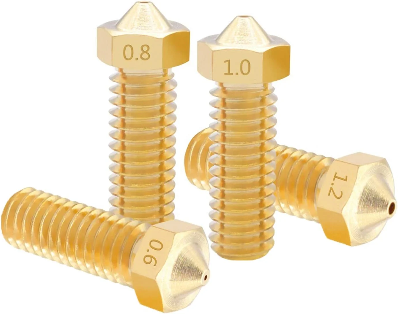 نازل، نازل پرینتر، نازل های برنجی، 2 عدد نازل برنجی رزوه M6 با قطر 0.4/0.6/0.8/1.0/1.2 میلی متر برای اکسترودر پرینتر سه بعدی با فیلامنت 1.75 میلی متری، قطر نازل 0.6 میلی متر (رنگ: برای فیلامنت 1.75 میلی متری، سایز: N)