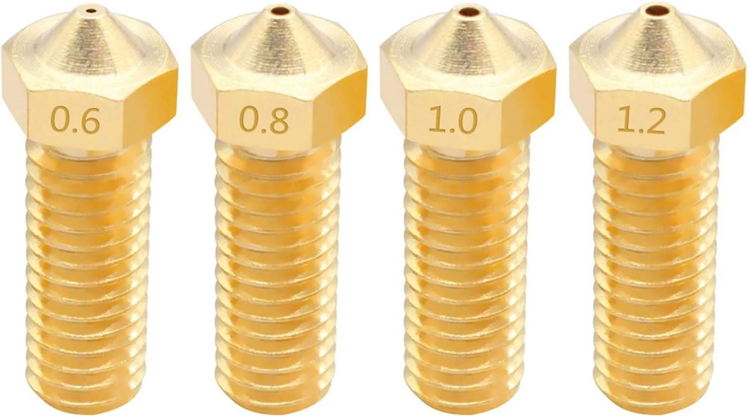 نازل، نازل پرینتر، نازل های برنجی، 2 عدد نازل برنجی رزوه M6 با قطر 0.4/0.6/0.8/1.0/1.2 میلی متر برای اکسترودر پرینتر سه بعدی با فیلامنت 1.75 میلی متری، قطر نازل 0.6 میلی متر (رنگ: برای فیلامنت 1.75 میلی متری، سایز: N)