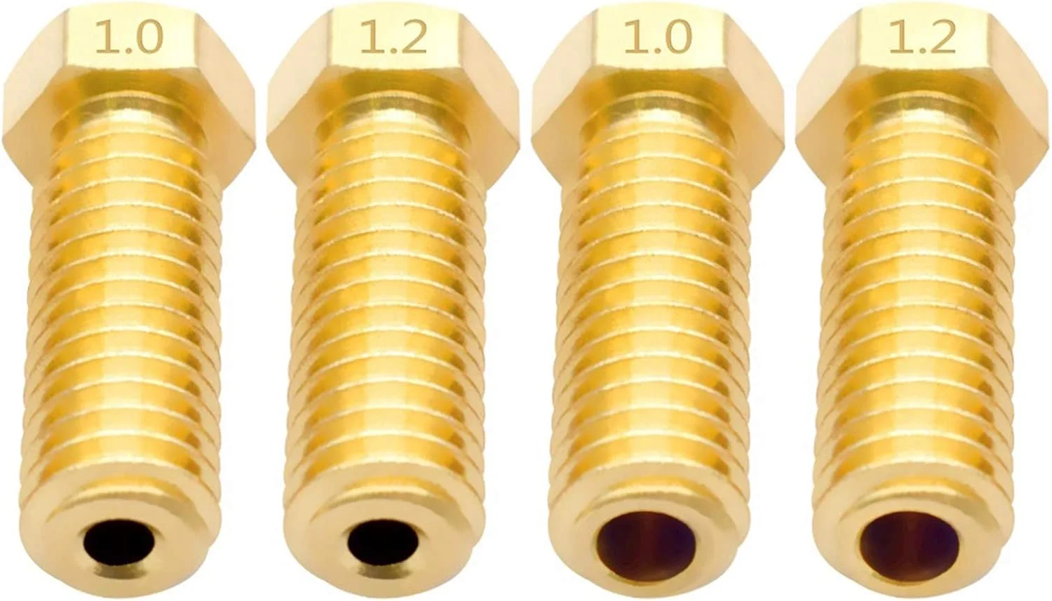 نازل، نازل پرینتر، نازل های برنجی، 2 عدد نازل برنجی رزوه M6 با قطر 0.4/0.6/0.8/1.0/1.2 میلی متر برای اکسترودر پرینتر سه بعدی با فیلامنت 1.75 میلی متری، قطر نازل 0.6 میلی متر (رنگ: برای فیلامنت 1.75 میلی متری، سایز: N)