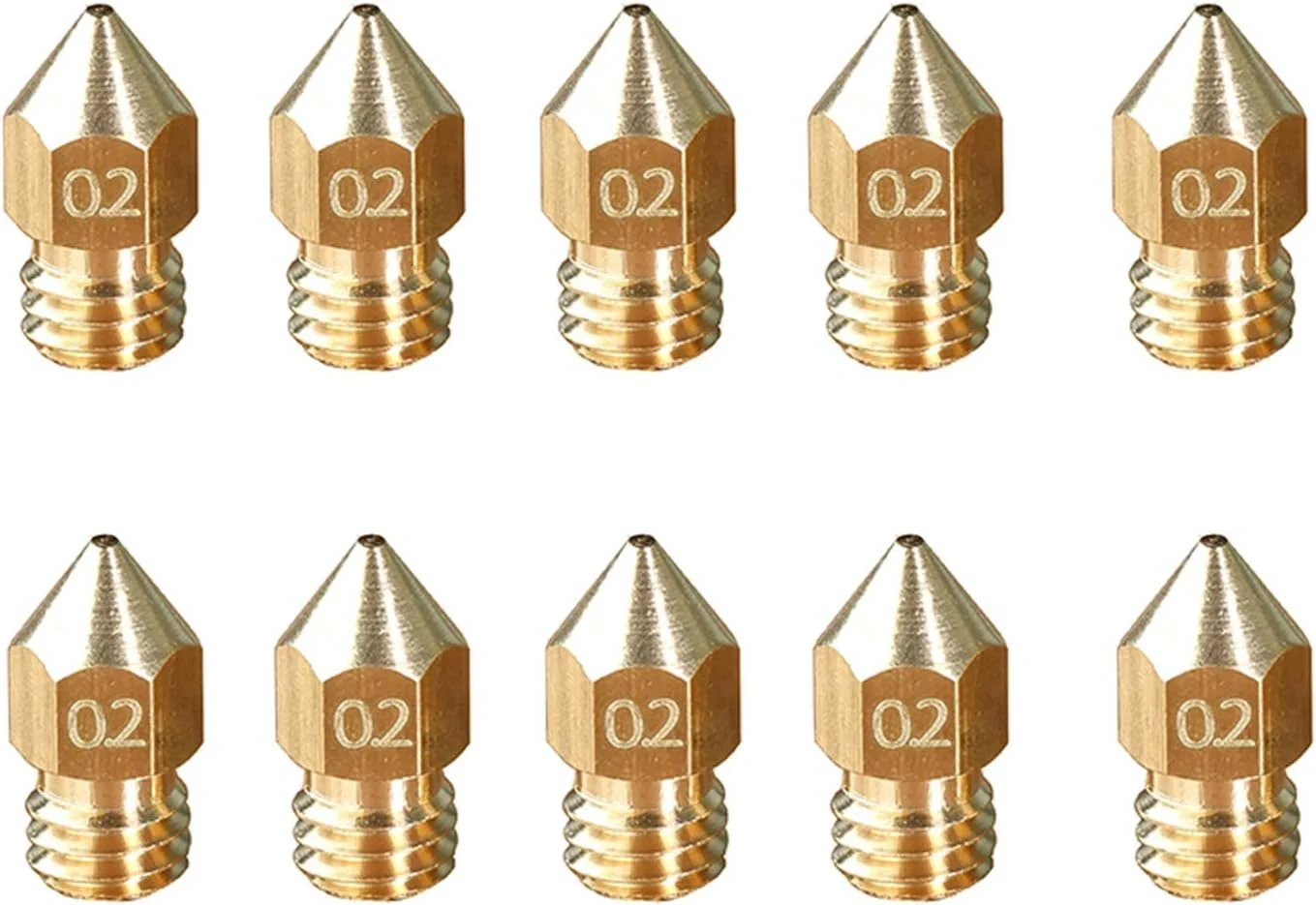 نازل، نازل پرینتر، نازل های برنجی، 50 عدد نازل مسی با رزوه M6، قطر نازل 0.2/0.3/0.4/0.5 میلی متر برای اکسترودر پرینتر سه بعدی با فیلامنت 1.75 میلی متری، قطر نازل 0.2 میلی متر (رنگ: برای فیلامنت 1.75 میلی متری، اندازه