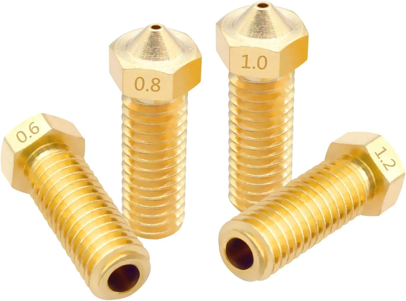 نازل، نازل پرینتر، نازل های برنجی، 2 عدد نازل مسی M6 قطر 0.6/0.8/1.0/1.2 میلی متر برای اکسترودر پرینتر سه بعدی فیلامنت 1.75/3 میلی متر، قطر نازل 0.4 میلی متر (رنگ: برای فیلامنت 1.75 میلی متر، اندازه: قطر نازل)