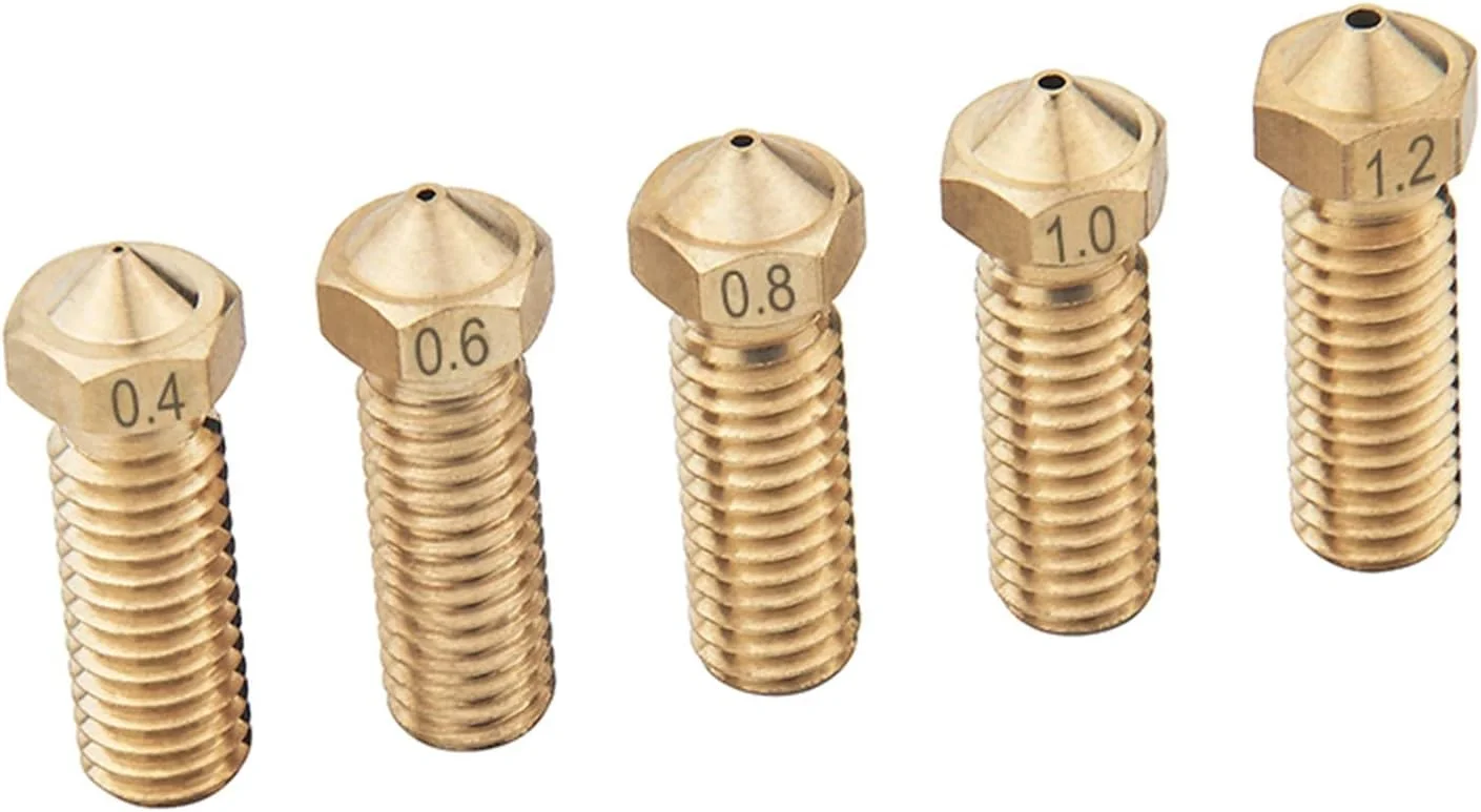 نازل، نازل پرینتر، نازل های برنجی، 10 عدد نازل برنجی نوع بلند رزوه M6 قطر 0.2/0.4/0.6/0.8/1.0/1.2 میلی متر برای اکسترودر پرینتر سه بعدی فیلامنت 1.75/3.0 میلی متر، قطر نازل 1.0 میلی متر (رنگ: برای 1.75 میلی متر)