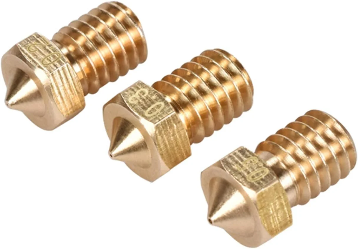 نازل، نازل پرینتر، نازل برنجی، 10 عدد نازل برنجی رزوه M6 با قطر 0.2/0.25/0.3/0.4/0.5/0.6/0.8/1.0 میلی متر برای اکسترودر پرینتر سه بعدی با فیلامنت 1.75 میلی متر، قطر نازل 0.5 میلی متر (رنگ: برای فیلامنت 1.75 میلی متر)