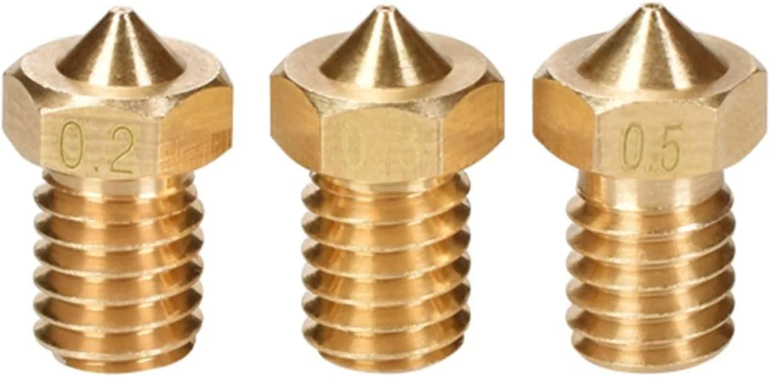 نازل، نازل پرینتر، نازل برنجی، 10 عدد نازل برنجی رزوه M6 با قطر 0.2/0.25/0.3/0.4/0.5/0.6/0.8/1.0 میلی متر برای اکسترودر پرینتر سه بعدی با فیلامنت 1.75 میلی متر، قطر نازل 0.5 میلی متر (رنگ: برای فیلامنت 1.75 میلی متر)