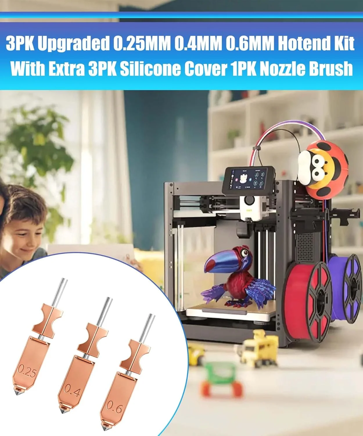 کیت هاتاند ارتقا یافته 0.25MM 0.4MM 0.6MM به همراه 3 عدد روکش سیلیکونی و 1 عدد برس نازل، مناسب برای Flashforge AD5X با نازل جداشدنی سریع، اکسترودر، بلوک گرمکن نازل و لوله گلو کیت هاتاند ارتقا یافته 0.25MM 0.4MM 0.6MM به همراه 3 عدد روکش سیلیکونی و 1 عدد برس نازل، مناسب برای Flashforge AD5X با نازل جداشدنی سریع، اکسترودر، بلوک گرمکن نازل و لوله گلو