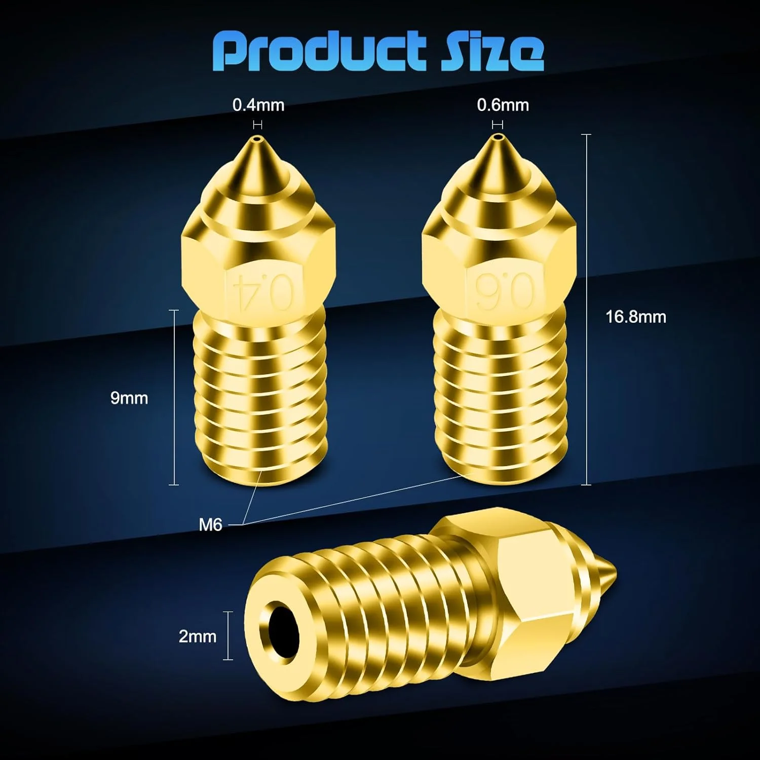 نازل 0.8 میلی‌متری Ender 3 V3 Se با کیفیت بالا، نازل‌های برنجی عنکبوتی 2 عددی لوازم جانبی پرینتر سه بعدی M6 Hotend Extruder Nozzle برای پرینتر سه بعدی Ender 5 S1/Ender 7، CDZPJ0129