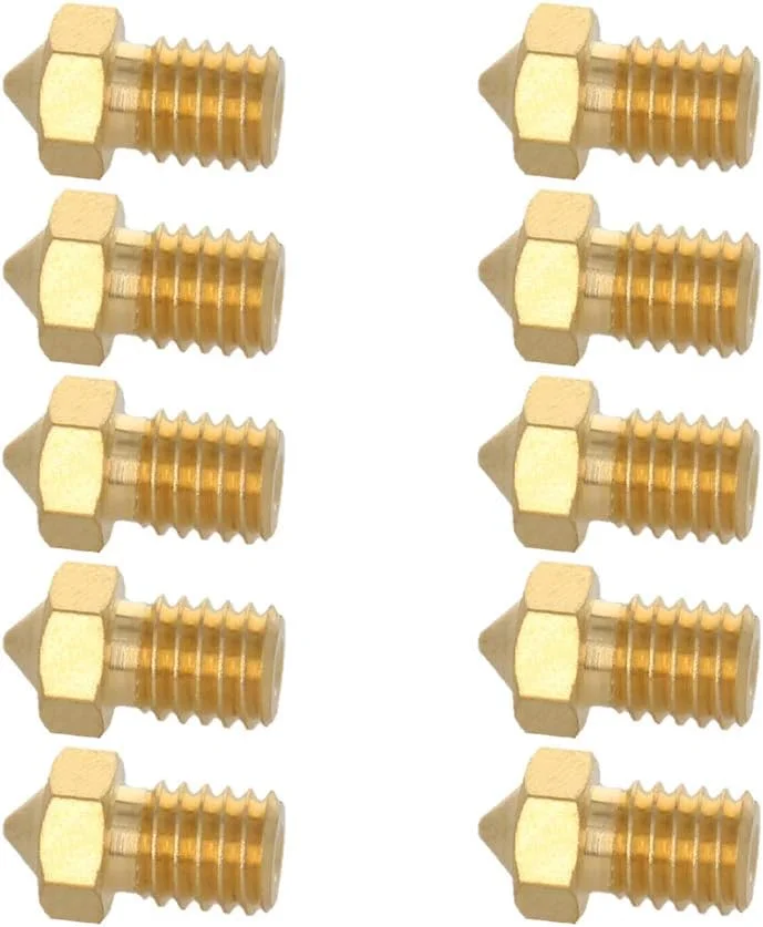 MroMax نازل پرینتر سه بعدی، نازل برنجی 0.4 میلی‌متری، هد چاپ اکسترودر برای فیلامنت 1.75 میلی‌متری V5-V6 M6 پرینتر سه بعدی، 10 عدد