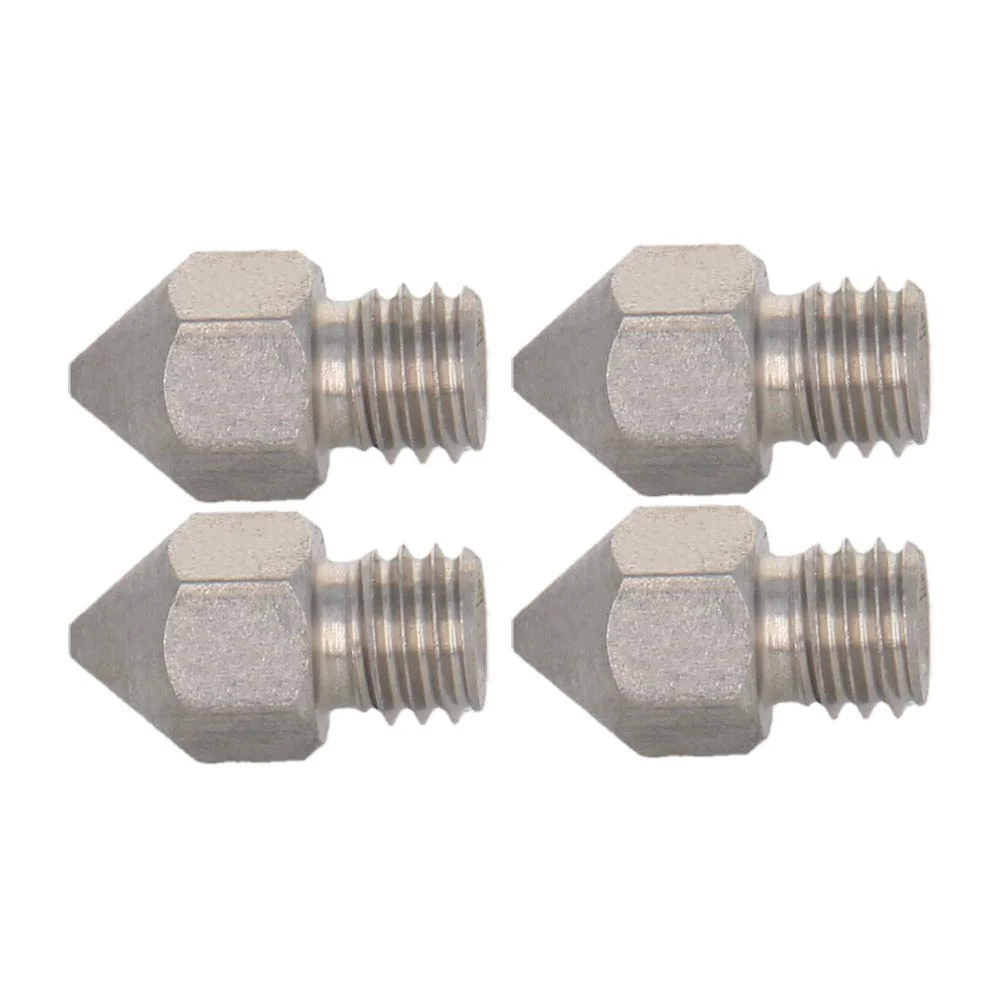 نازل های پرینتر سه بعدی MroMax - نازل های نوک تیز فولاد ضد زنگ 0.5 میلی متری اکسترودر رزوه M6 مقاوم در برابر سایش جایگزین برای چاپگر MK8 اکسترودر فیلامنت 1.75 میلی متری 4 عدد