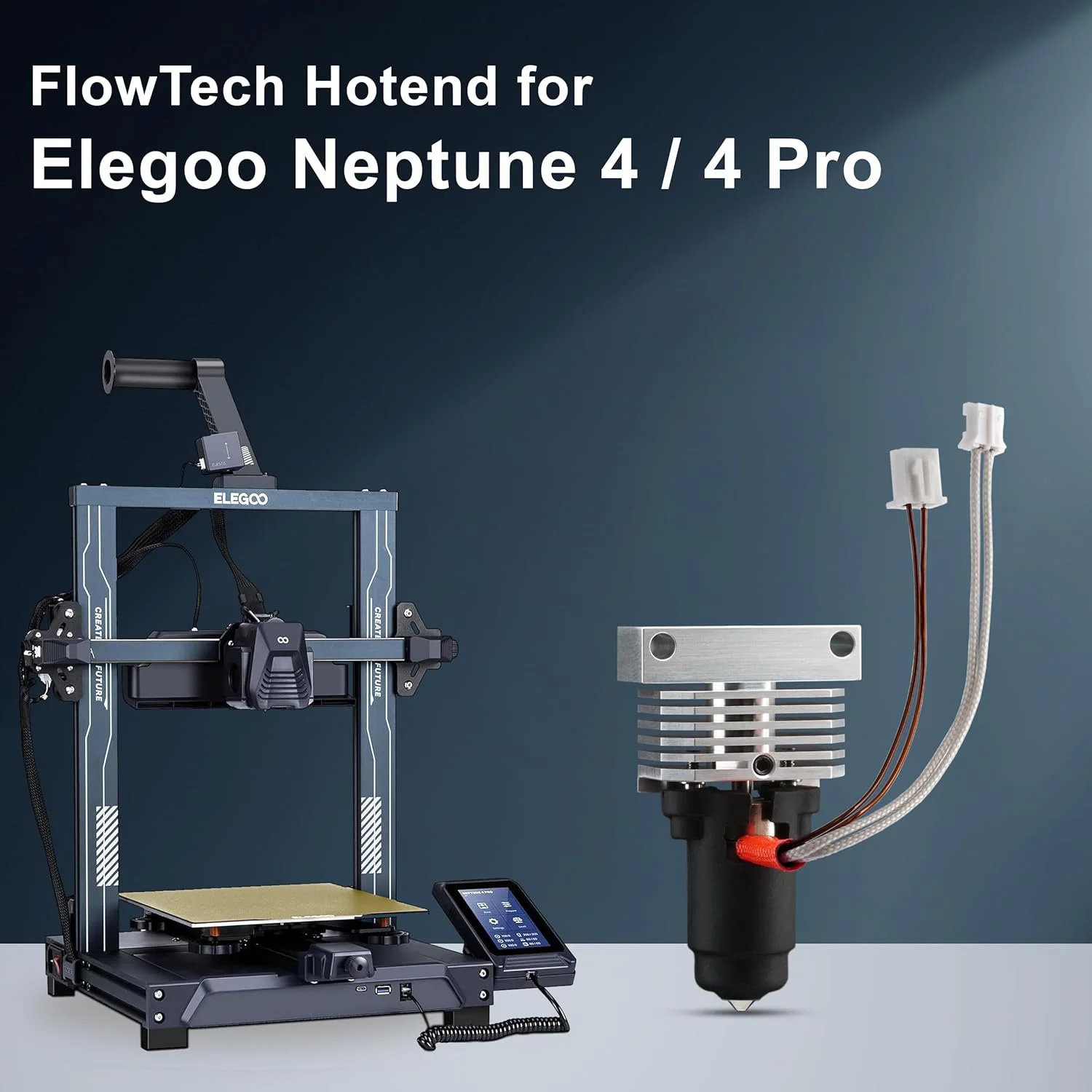 هات‌اند Microswiss FlowTech برای Elegoo Neptune 4/4 Pro - نازل ضد نشت - تعویض آسان نازل - جریان بالا - طراحی تمام فلزی - ساخت آمریکا