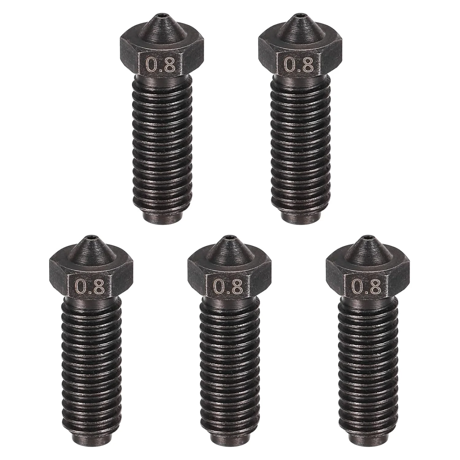 MECCANIXITY بسته 5 عددی نازل اکسترودر پرینتر سه بعدی 0.8 میلی متری، فیلامنت 1.75 میلی متری، هد چاپ فولاد سخت شده، سرعت بالا، مقاومت در برابر سایش (21x7 میلی متر)